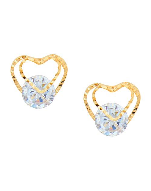 Korean Made Cubic Zirconia Heart Dailywear Stud Earring For Women (KTWJEGS111829)